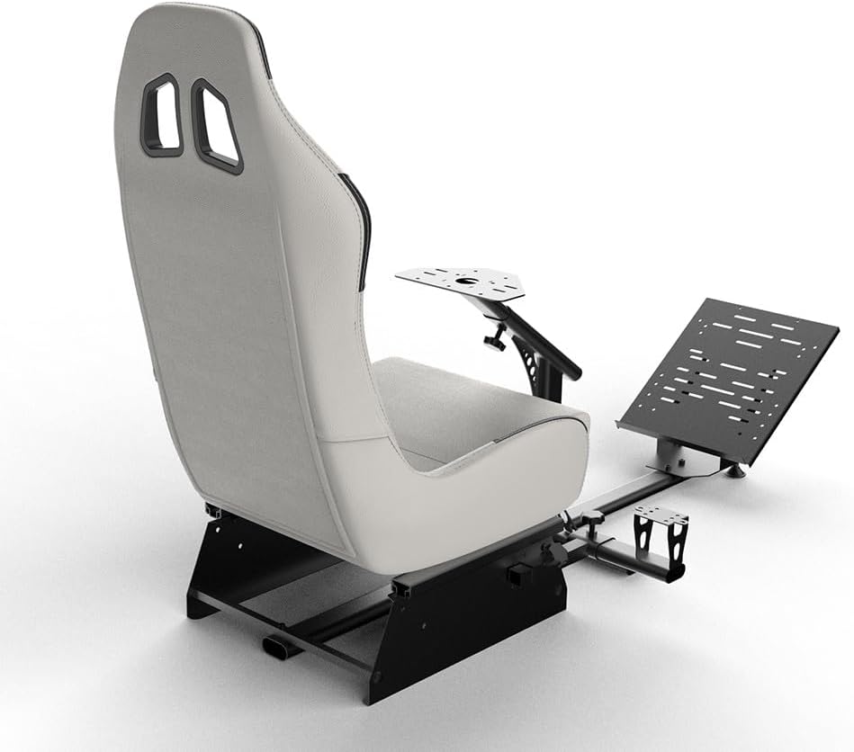 White Color Play Seat Professional Driving Racing Simulator Cockpit, Gaming Chair with Steering Wheel Stand, Compatible with G29 G920 Trustmater and allPS4 Xbox PS5 PC, Grey