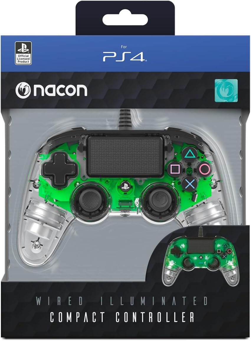 Nacon Wired Illuminated Compact Controller for PlayStation 4, Green
