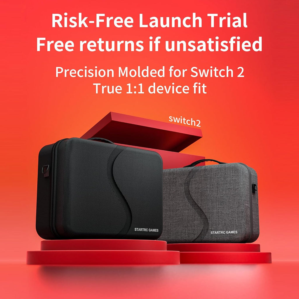 Switch 2 Carry Case Compatible with Nintendo Switch 2, with 18 Games Cartridges Waterproof and Dustproof Travel Case for Switch 2 and Switch 2 Accessories, with Handles and Shoulder Straps (Grey)