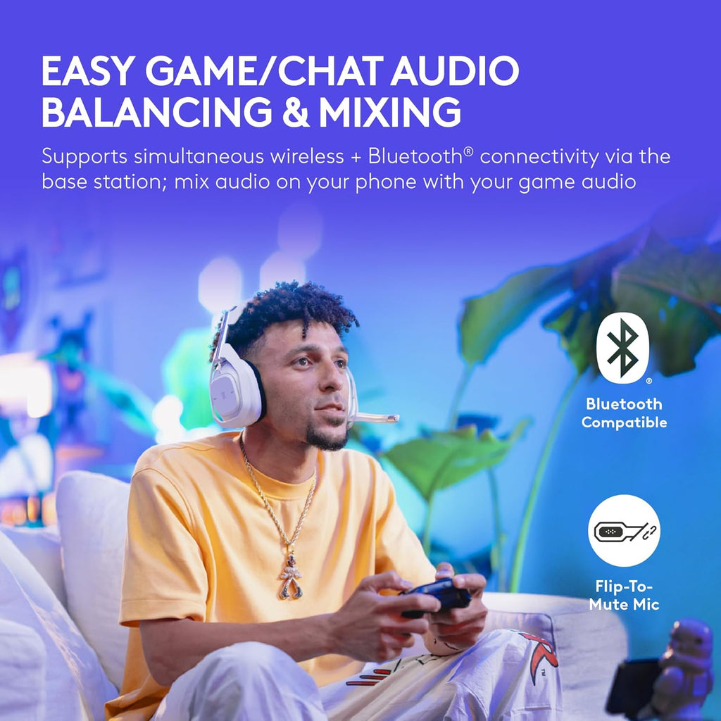 Logitech G Astro A50 X LIGHTSPEED Wireless Gaming Headset + Base Station, PRO-G GRAPHENE, PLAYSYNC on Xbox Series X|S + PS5 + PC/Mac, Bluetooth, HDMI 2.1 Pass-Through - White - Windows