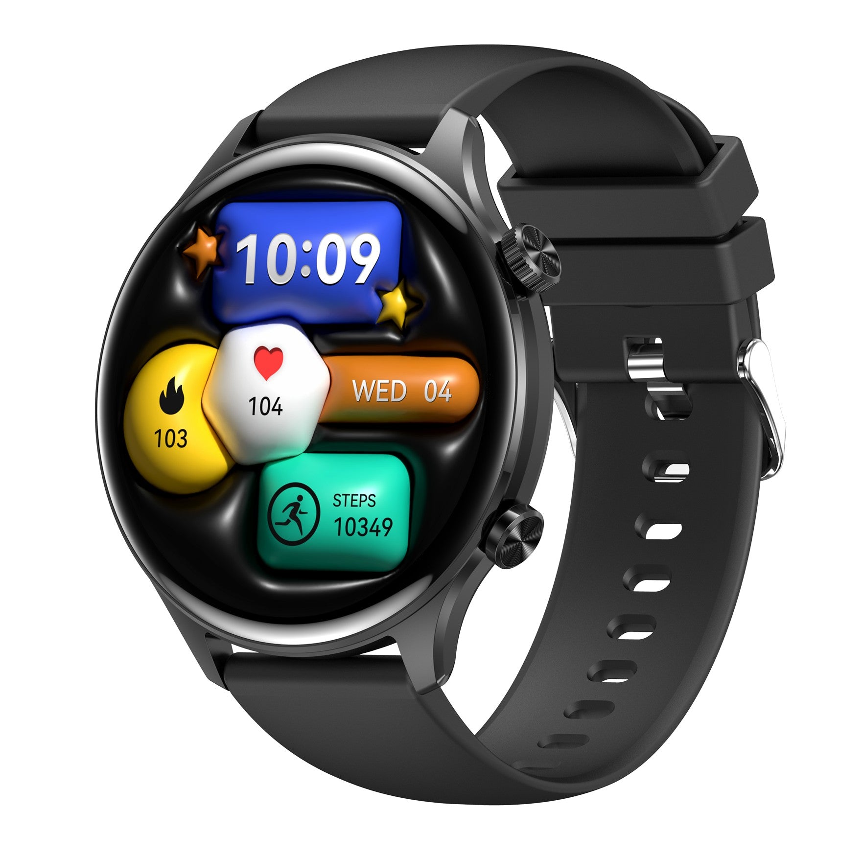 PPixels QA109 Smart Watch, 1.75 Inch AMOLED Display, Waterproof, Blood Pressure Monitor, Heart Rate Tracking, NFC, Bluetooth Calling, Grey Silicone Band