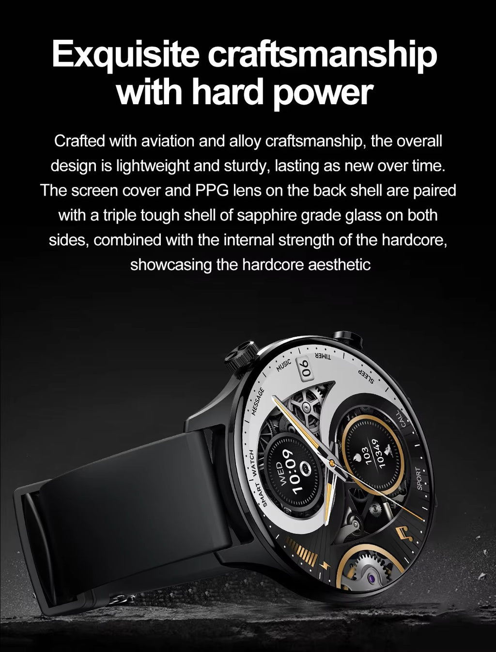 PPixels QA109 Smart Watch, 1.75 Inch AMOLED Display, Waterproof, Blood Pressure Monitor, Heart Rate Tracking, NFC, Bluetooth Calling, Grey Silicone Band