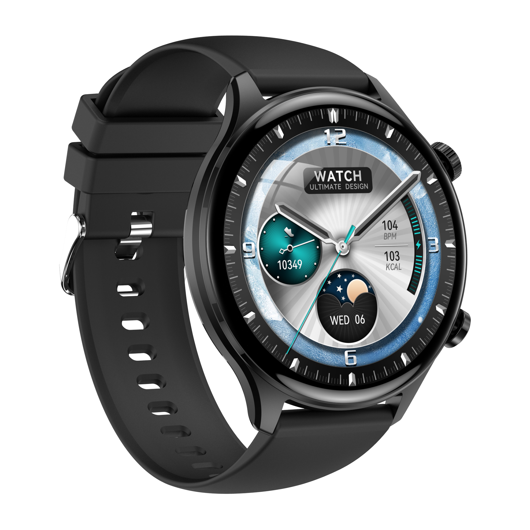 PPixels QA109 Smart Watch, 1.75 Inch AMOLED Display, Waterproof, Blood Pressure Monitor, Heart Rate Tracking, NFC, Bluetooth Calling, Grey Silicone Band